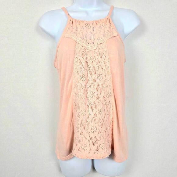 Vanity Lace Front Halter Tank Top Blush Pink S - Picture 2 of 7